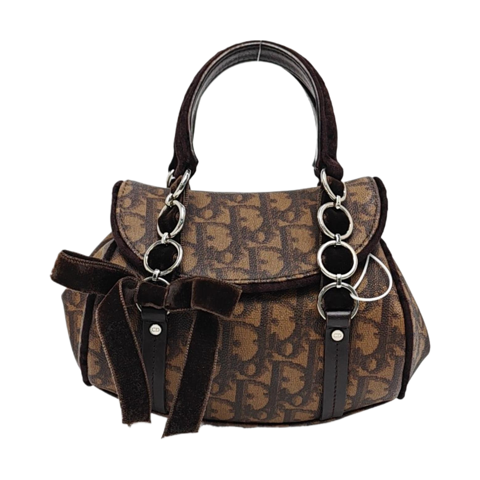 Oblique Coated Canvas Top Handle Bag Brown