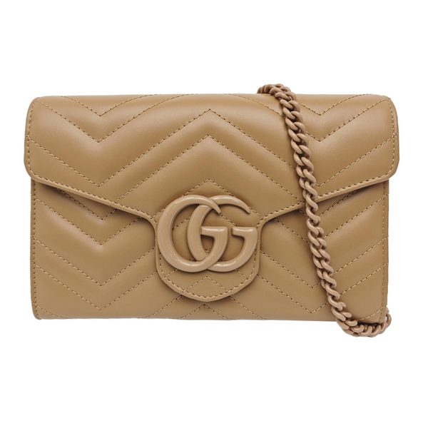 GG Marmont Small Quilted Calfskin Beige