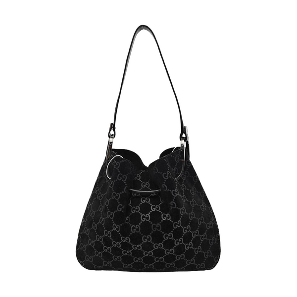 Monogram Suede Top Handle Bag Black