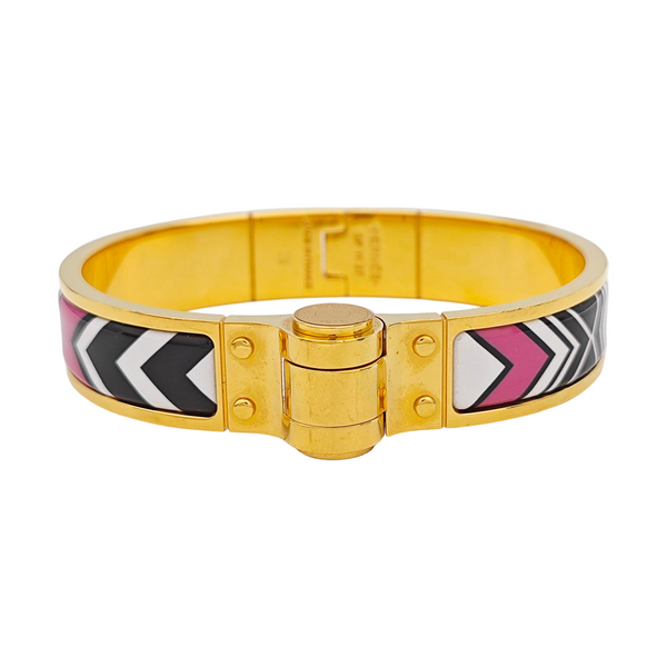 Enamel Hinged Bracelet Metal Gold Bangle
