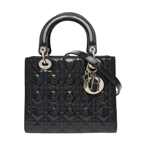 Lady Dior Medium Quilted Patent Leather Blue