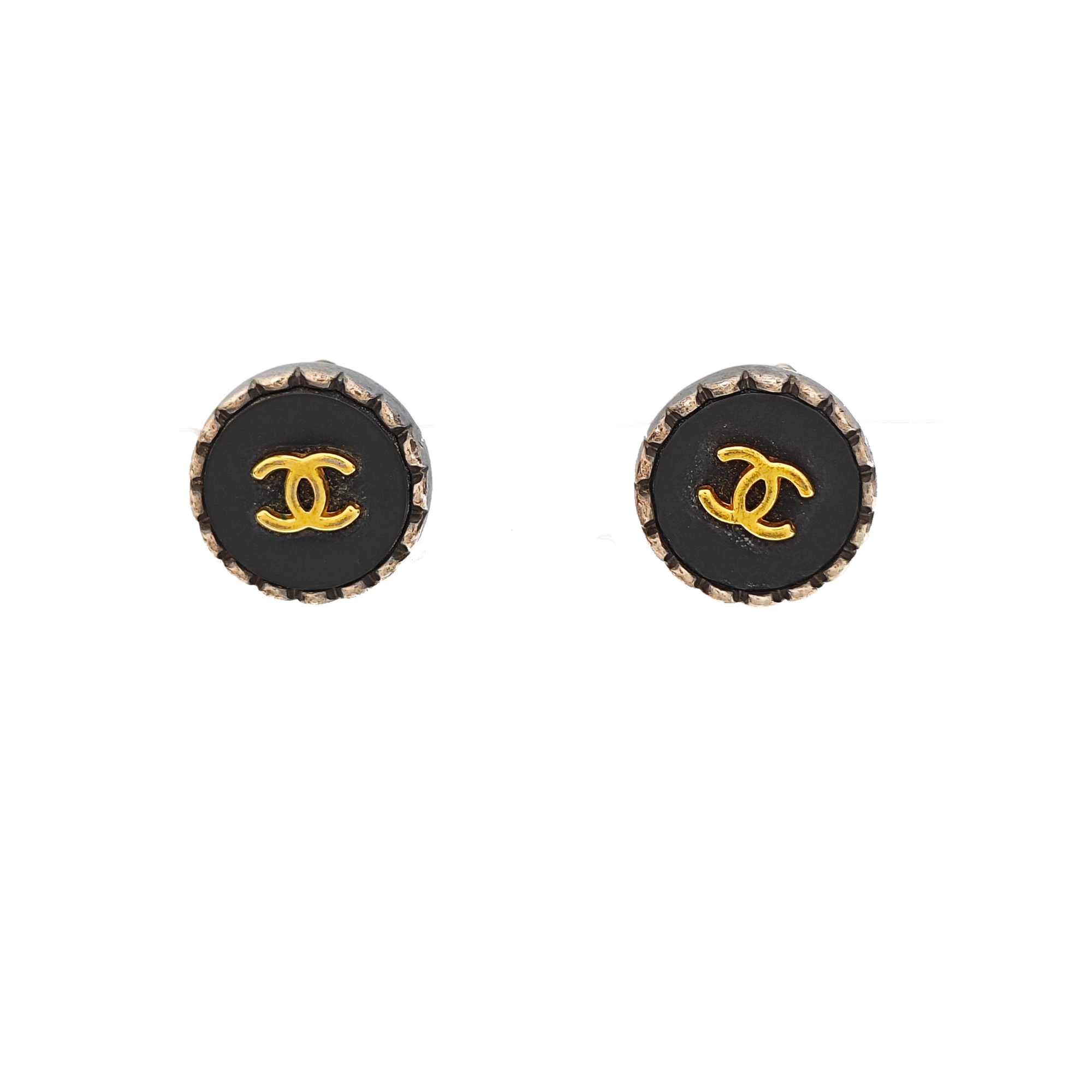 Synthetic Material Black Stud Earrings