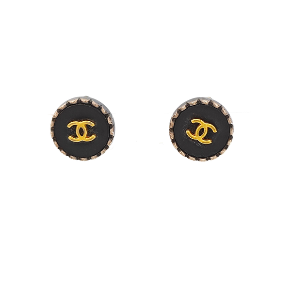 Synthetic Material Black Stud Earrings