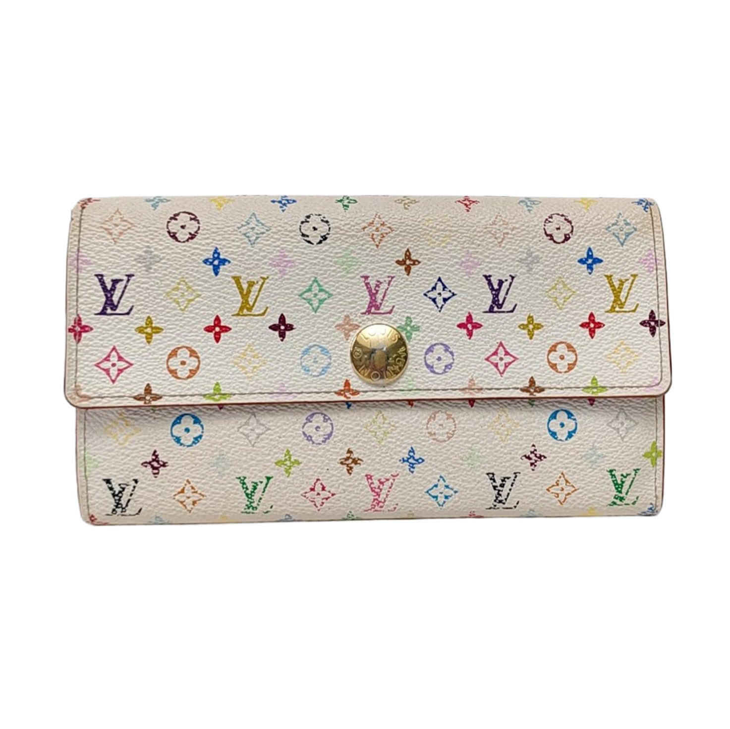 LV × TM PORTE MONNAIE Monogram Coated Canvas White Wallet