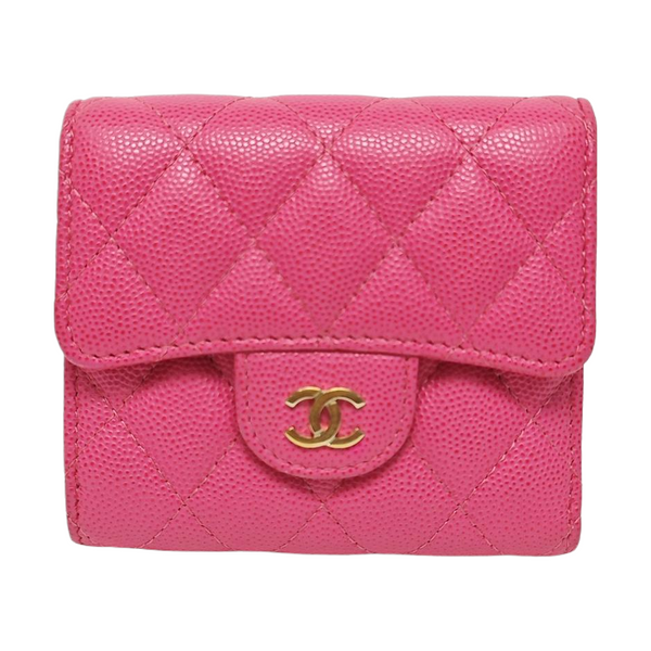 CLASSIC FLAP Quilted Grained Calfskin Pink Wallet