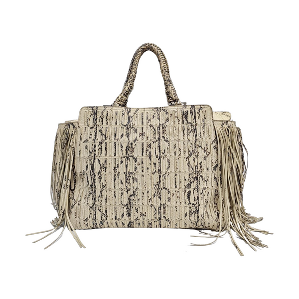 Python Top Handle Bag Beige