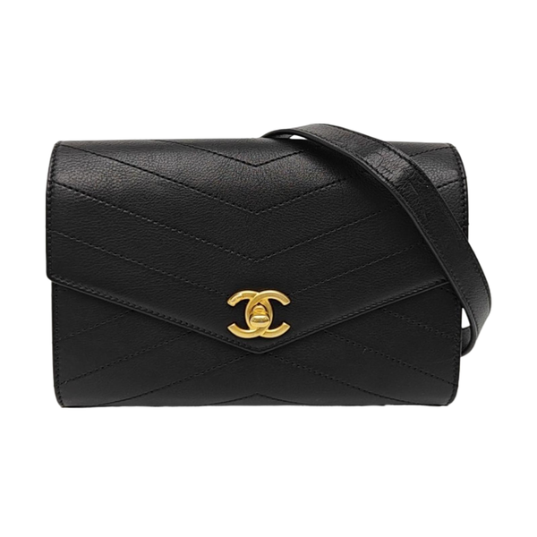 Quilted Calfskin Belt Bag Black