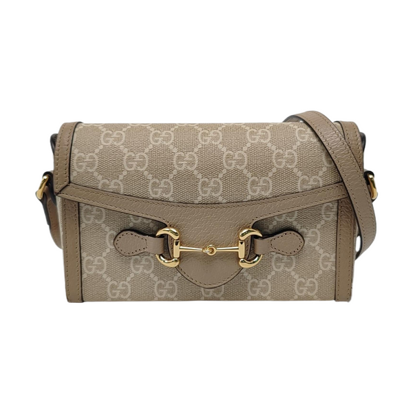 Horsebit 1955 Mini Monogram Coated Canvas Beige