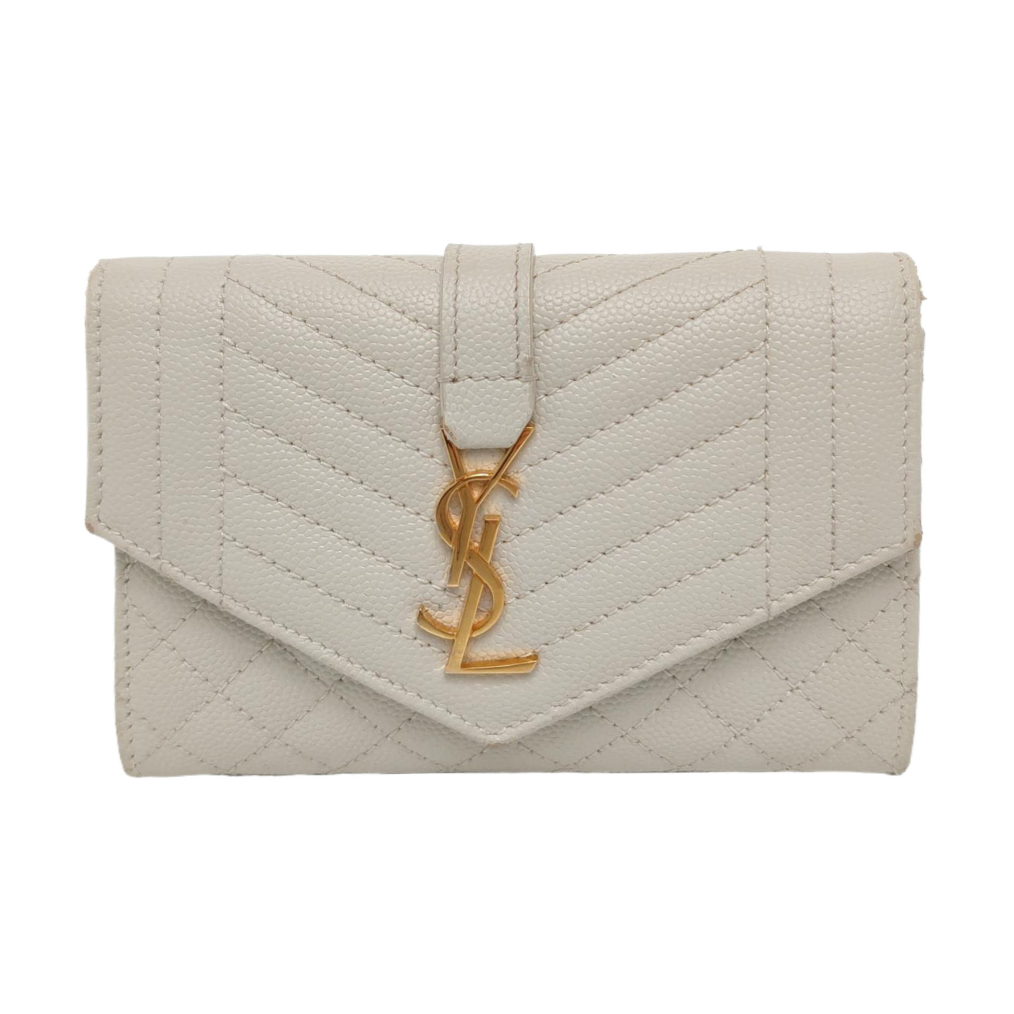 ENVELOPE Small Chevron Calfskin White Wallet