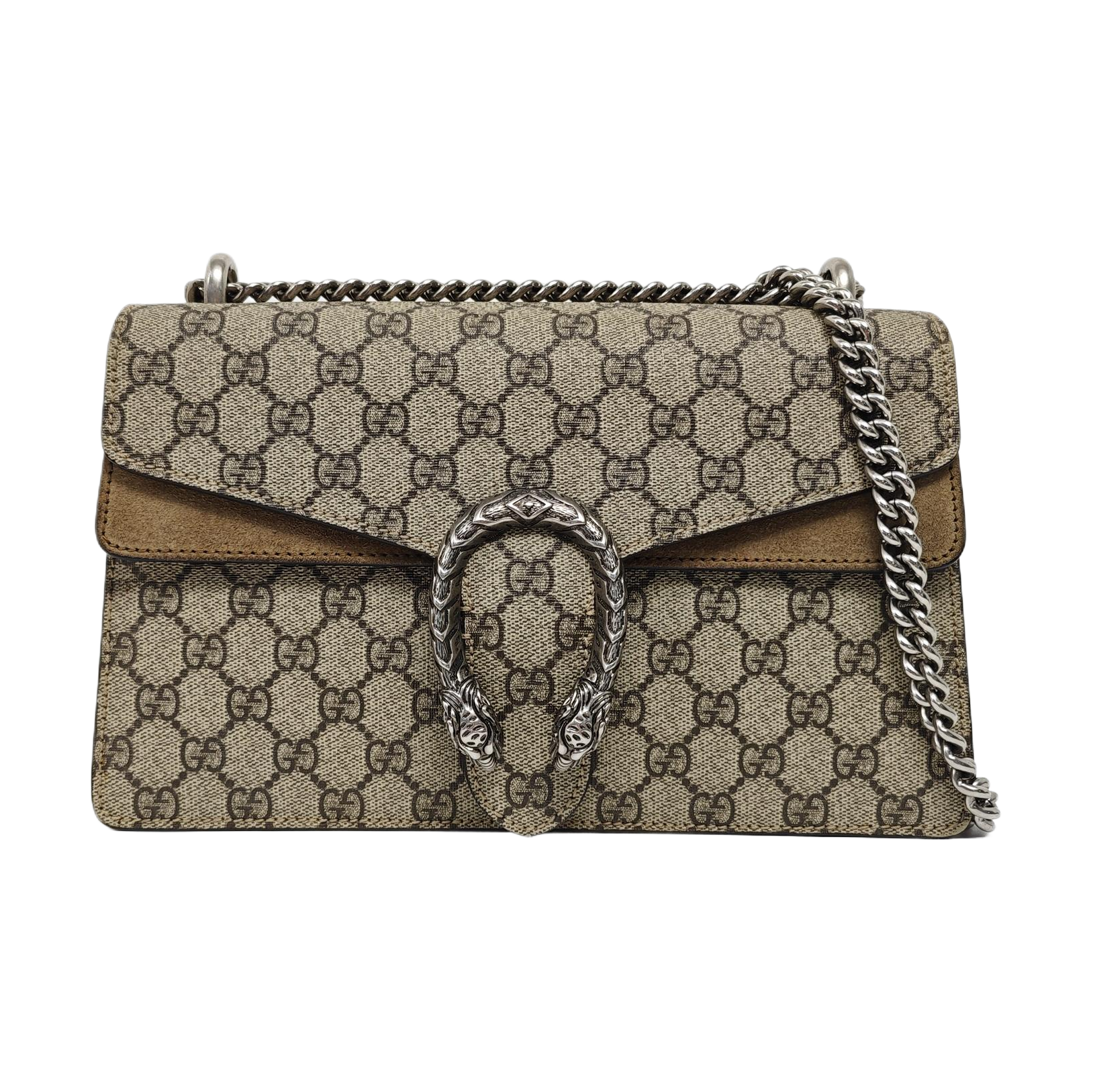 Dionysus Small Monogram Coated Canvas Beige