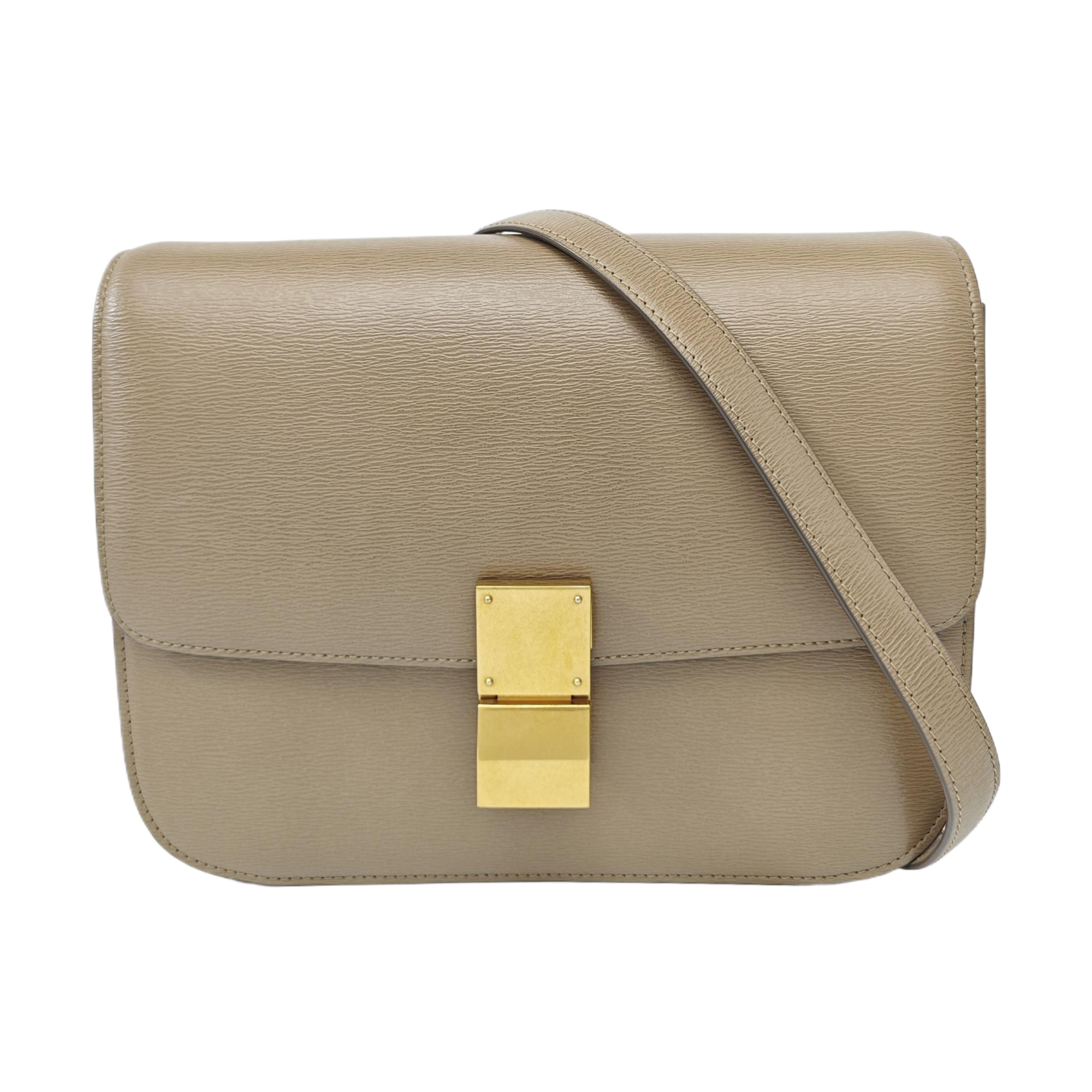 CLASSIC BOX Medium Calfskin Beige