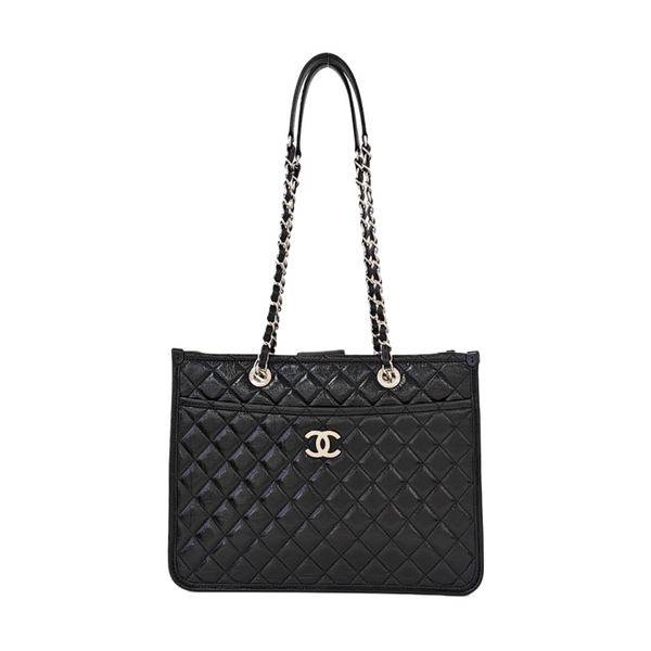 Quilted Calfskin Shoulder Bag Black