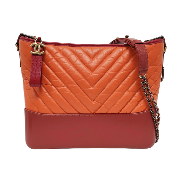 GABRIELLE Medium Chevron Calfskin Orange
