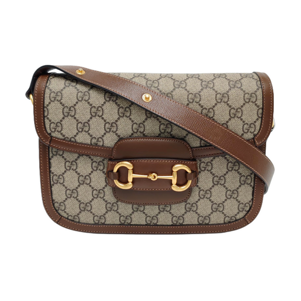 Horsebit 1955 Medium Monogram Coated Canvas Beige