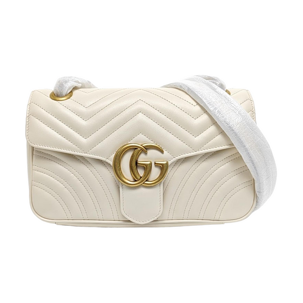 GG Marmont Medium Quilted Calfskin White