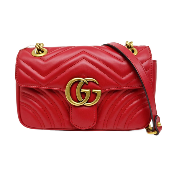 GG Marmont Small Quilted Calfskin Red