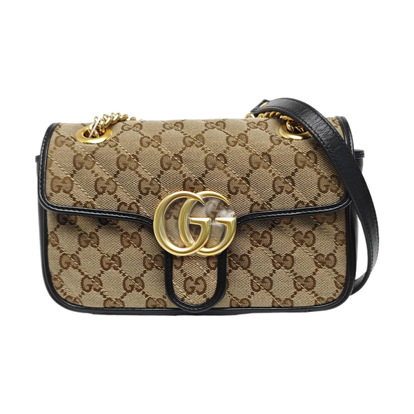 GG Marmont Small Quilted Canvas Brown