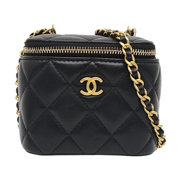 VANITY CASE Mini Quilted Lambskin Black
