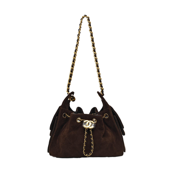 CHANEL 25 Quilted Suede Brown