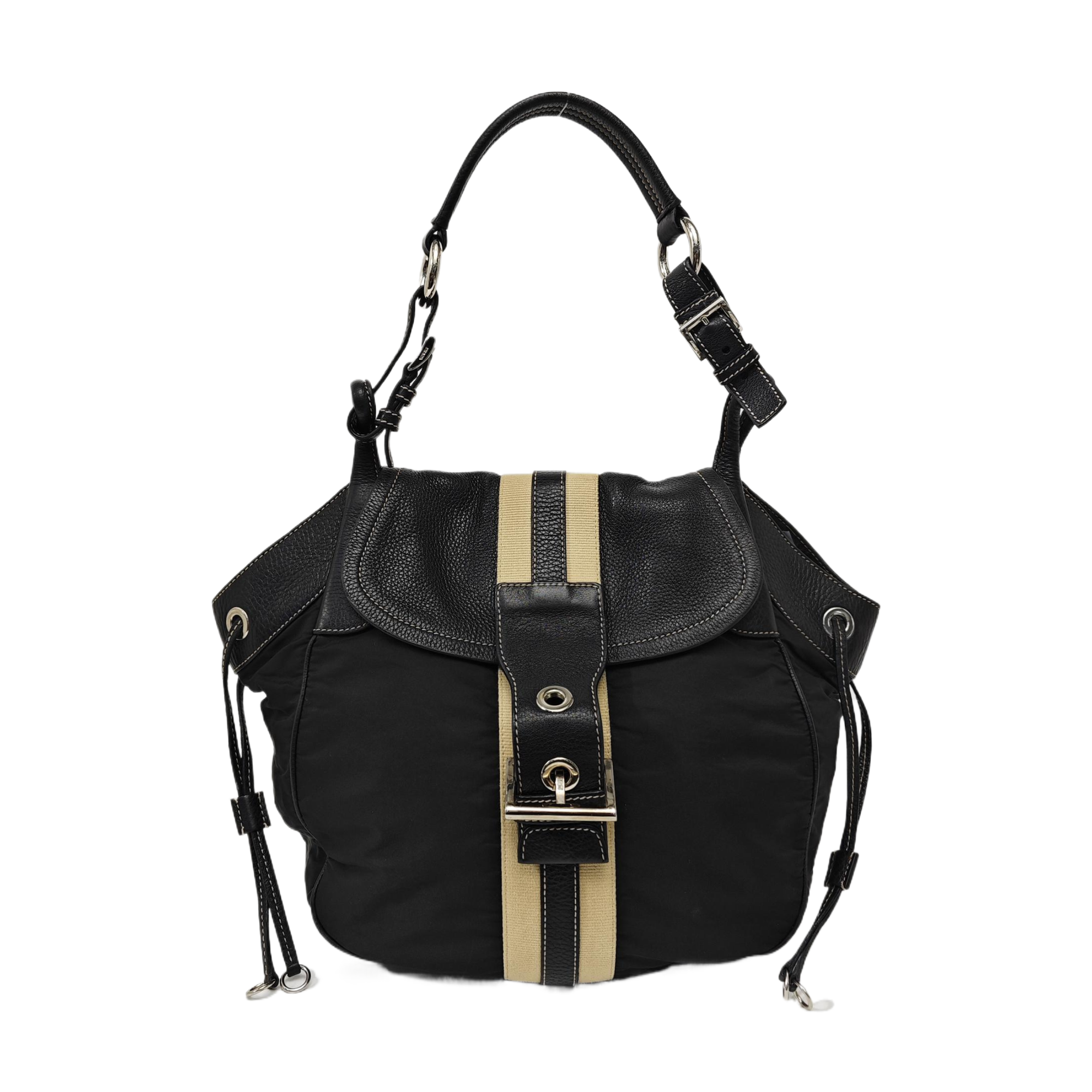 Nylon Top Handle Bag Black