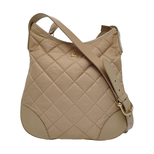 Quilted Nylon Shoulder Bag Beige