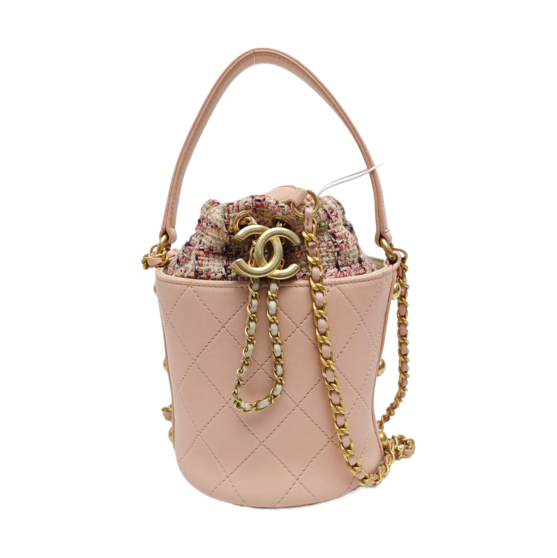 Quilted Calfskin Bucket Bag Pink