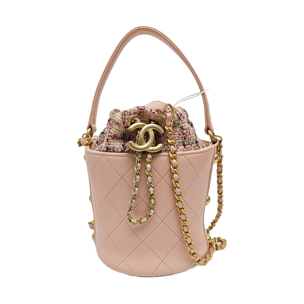 Quilted Calfskin Bucket Bag Pink