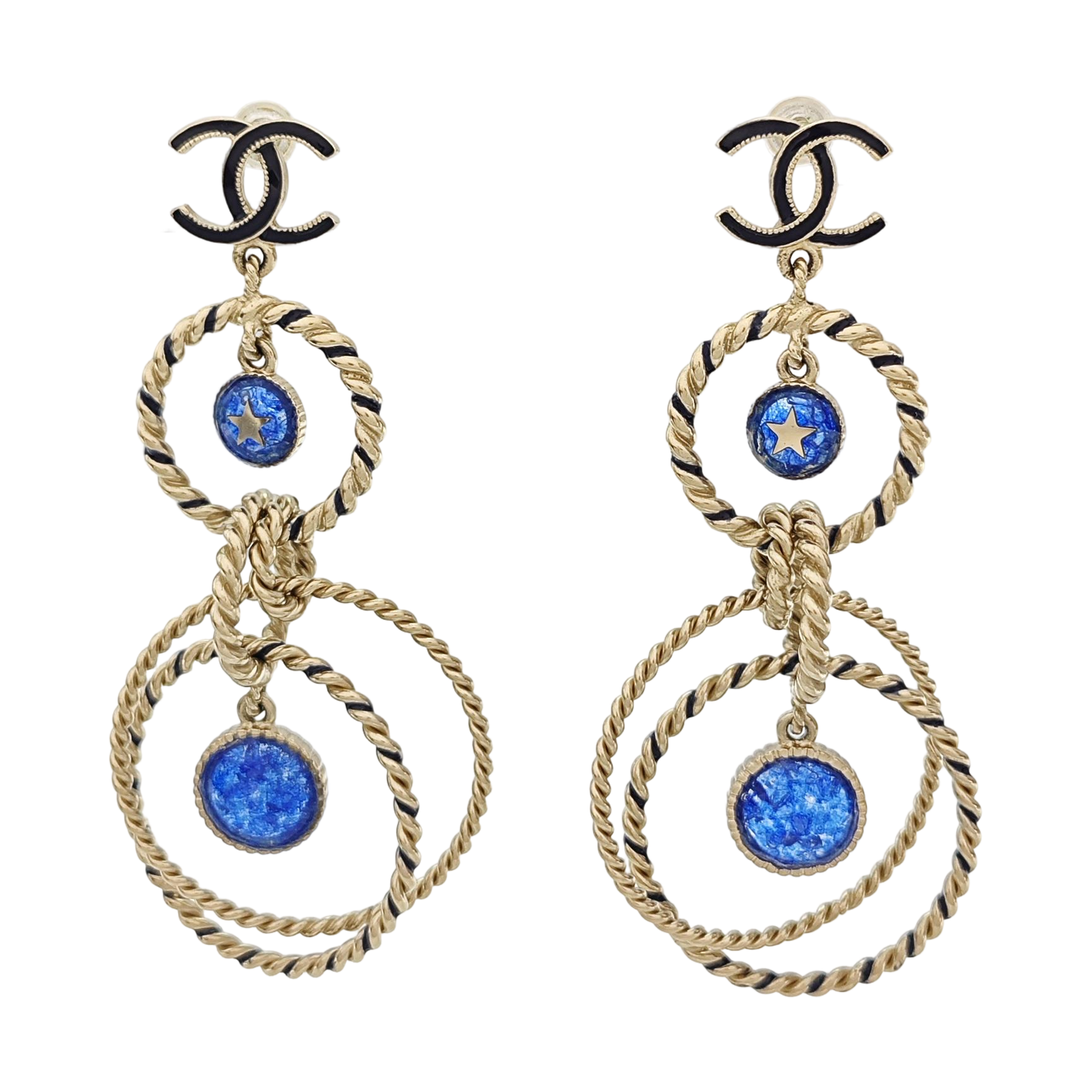 CC Logo Metal Gold Earrings