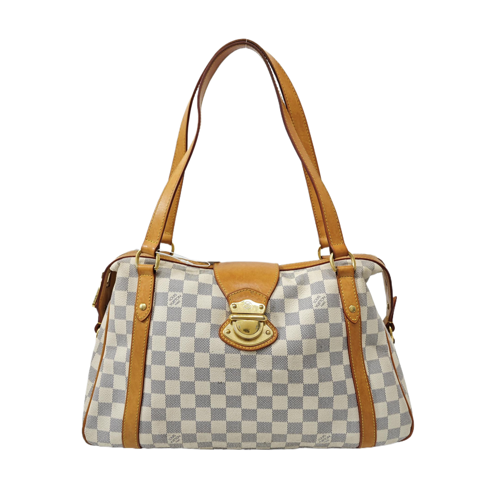 STRESA PM Damier Azur Coated Canvas White