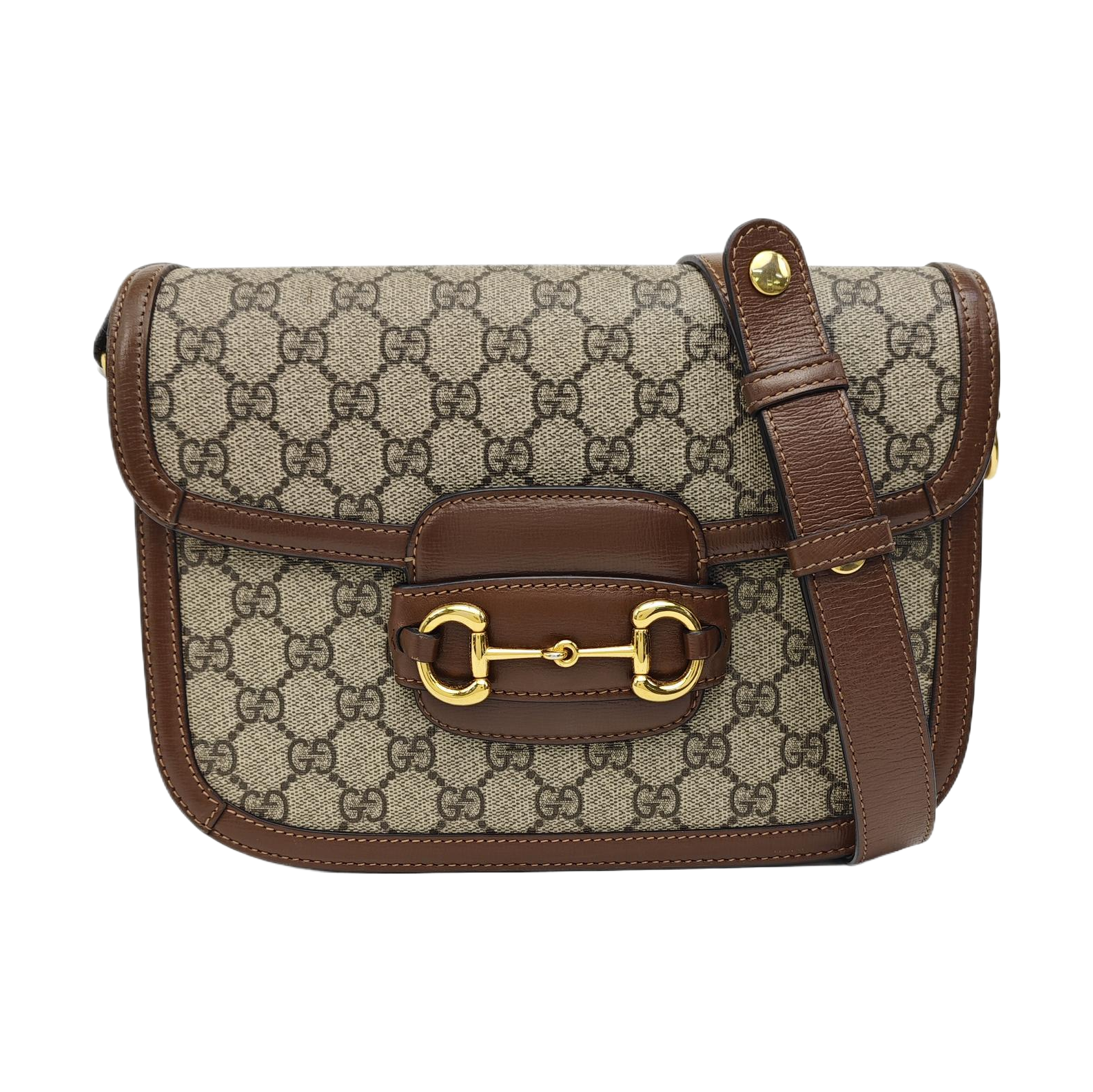 Horsebit 1955 Medium Monogram Coated Canvas Beige