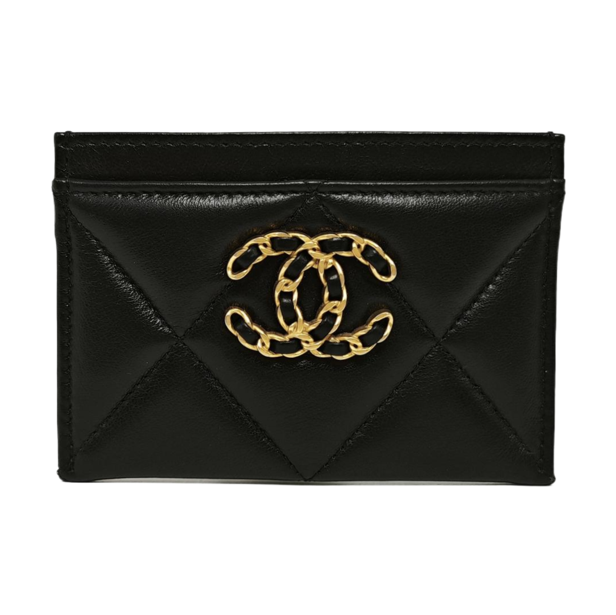 CHANEL 19 Small Quilted Lambskin Black Card Holder
