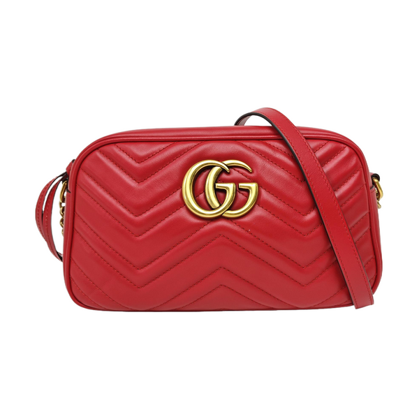GG Marmont Small Quilted Calfskin Red