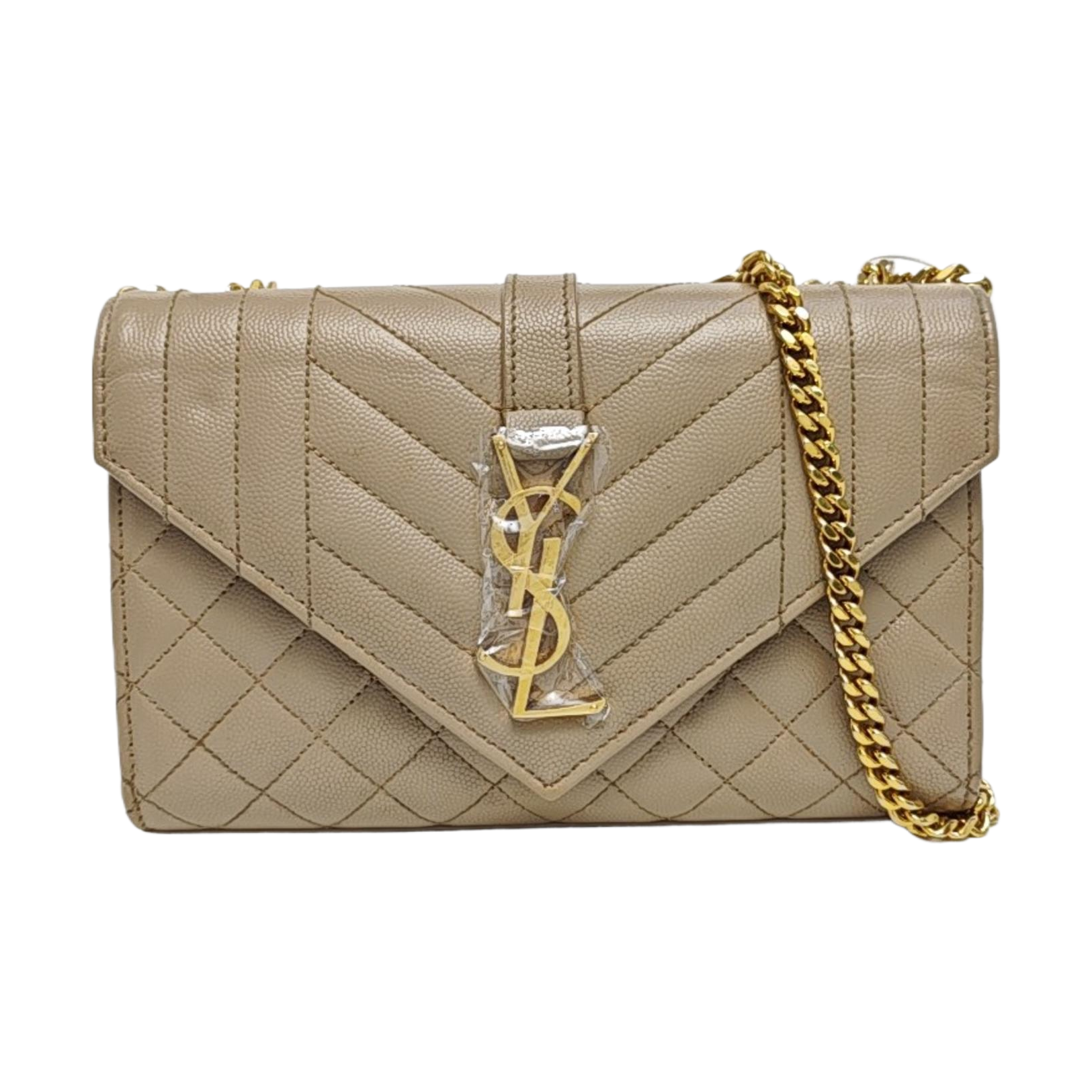 Authenticated pre-owned  ENVELOPE Medium Quilted Calfskin Beige - Shoulder Bag at Looply