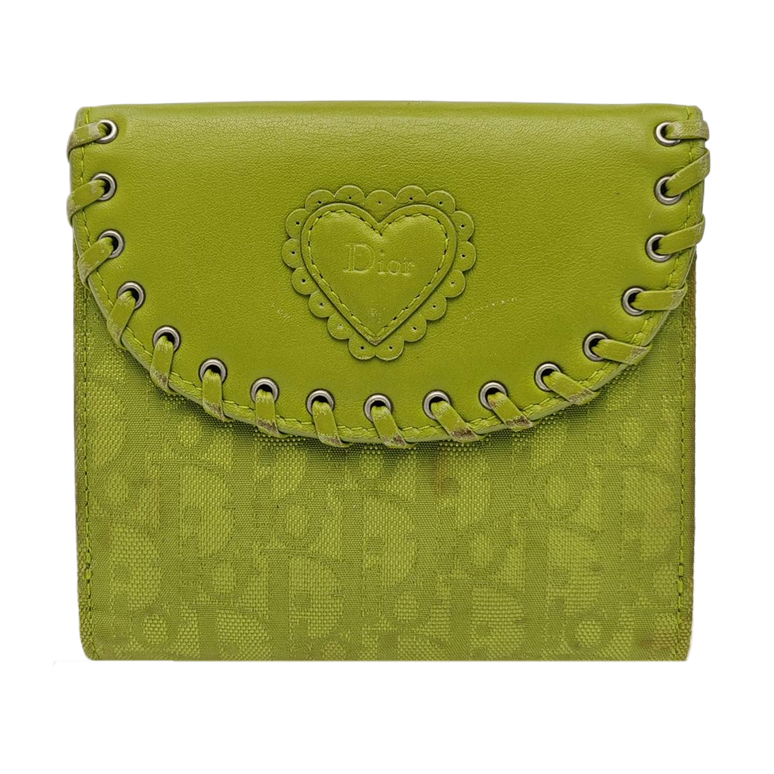 Oblique Leather Wallet Green