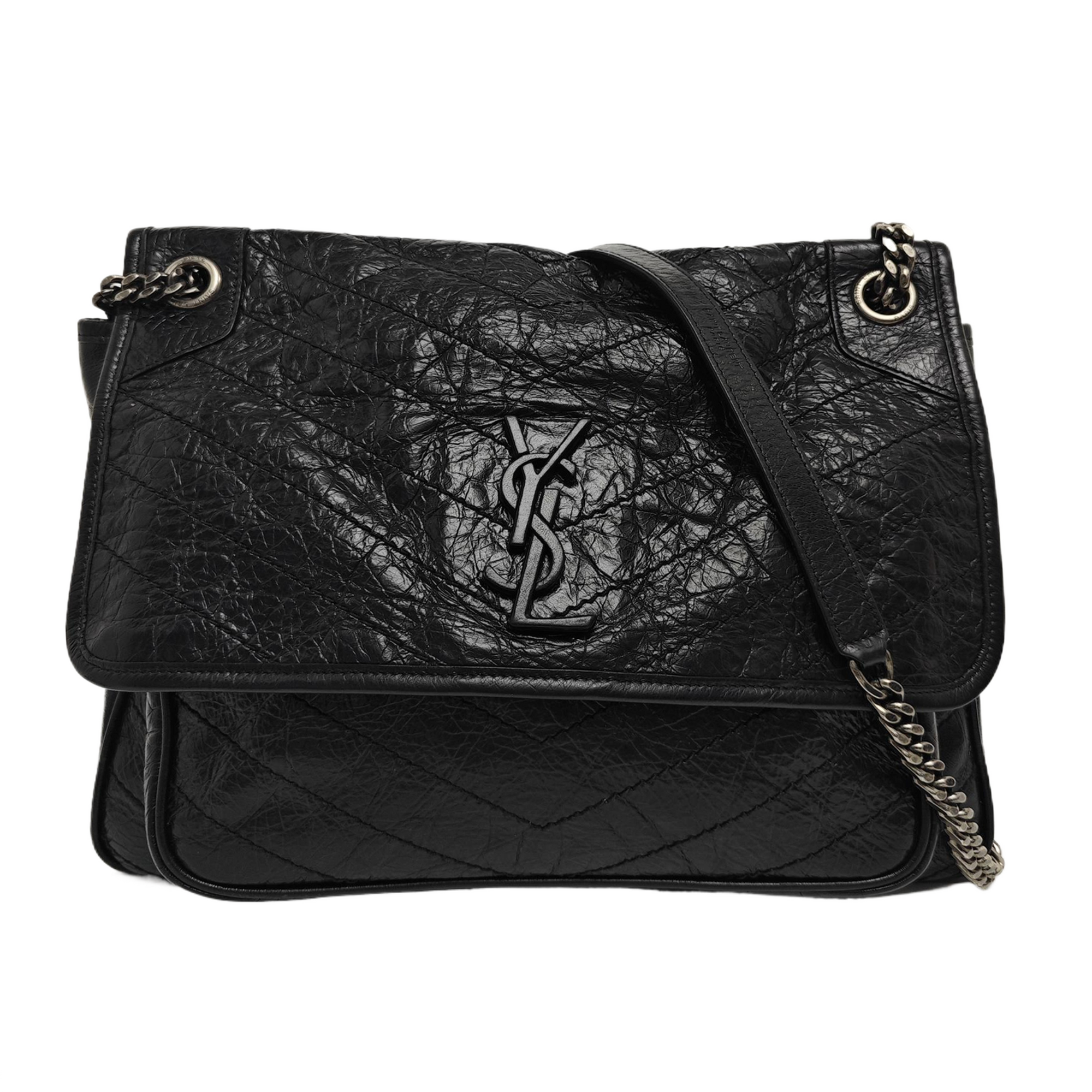 NIKI Large Chevron Calfskin Black