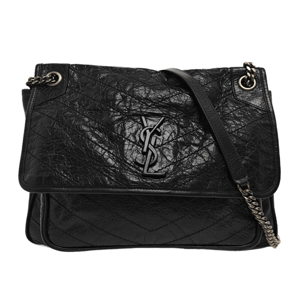 NIKI Large Chevron Calfskin Black
