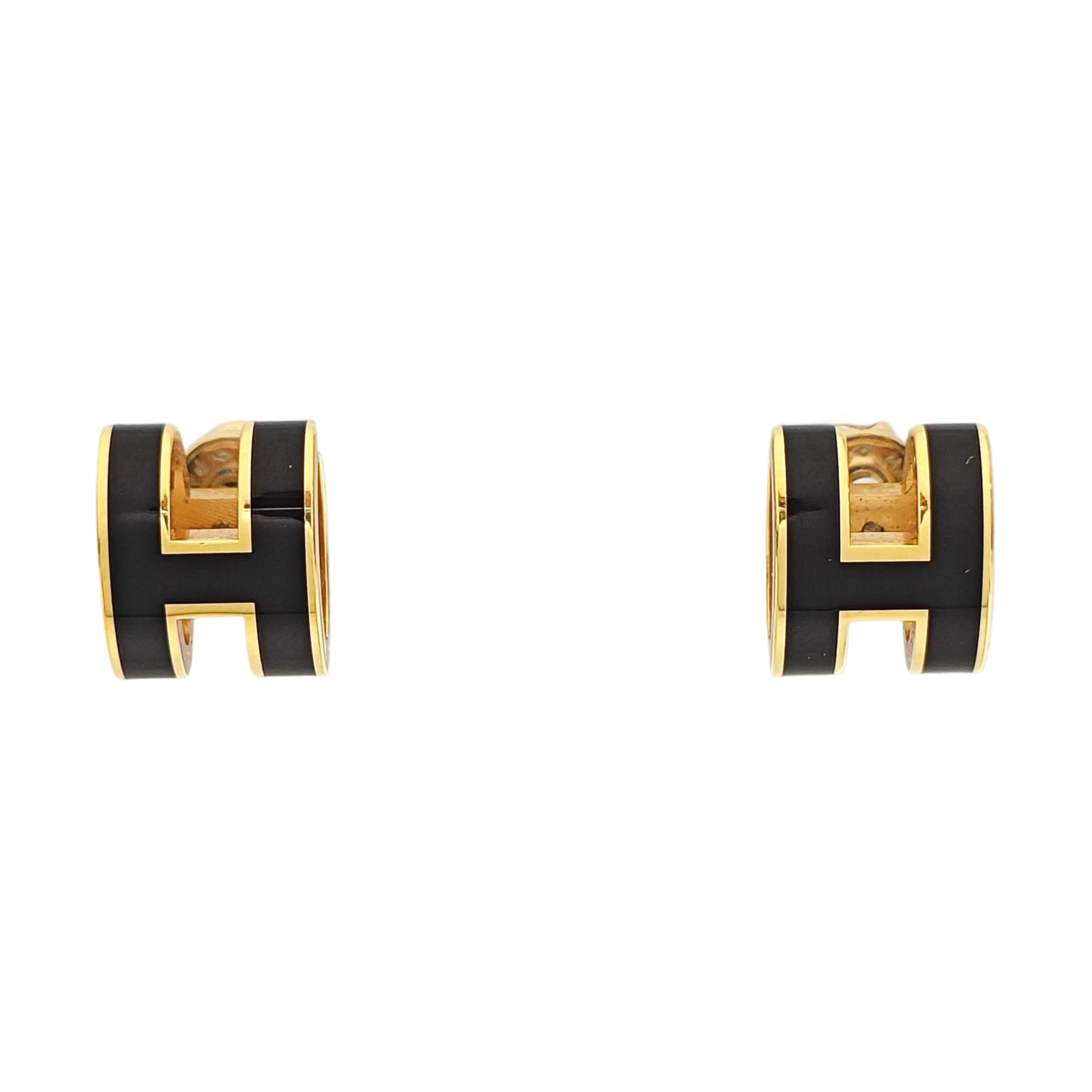 Pop H Metal Gold Stud Earrings