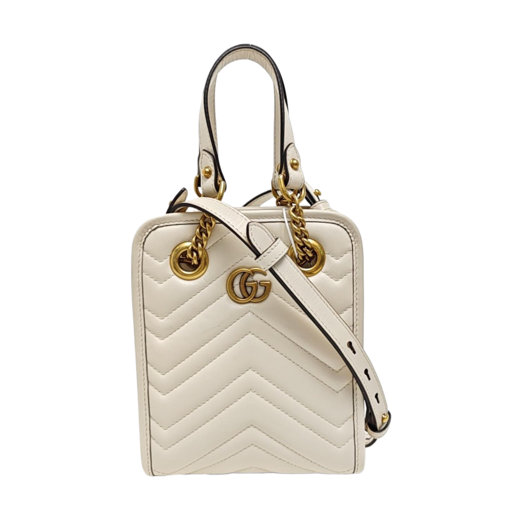 GG Marmont Mini Quilted Calfskin White