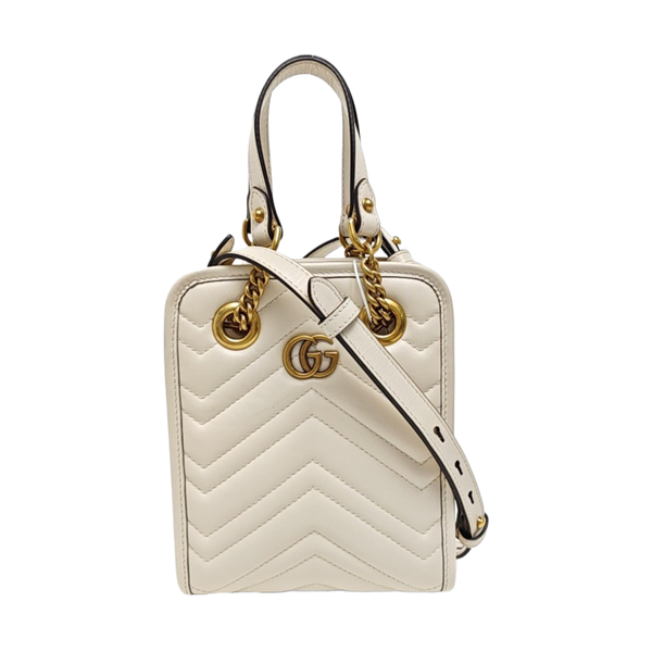 GG Marmont Mini Quilted Calfskin White