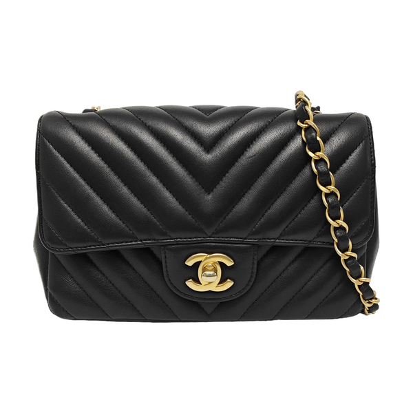 CLASSIC FLAP Mini Chevron Lambskin Black