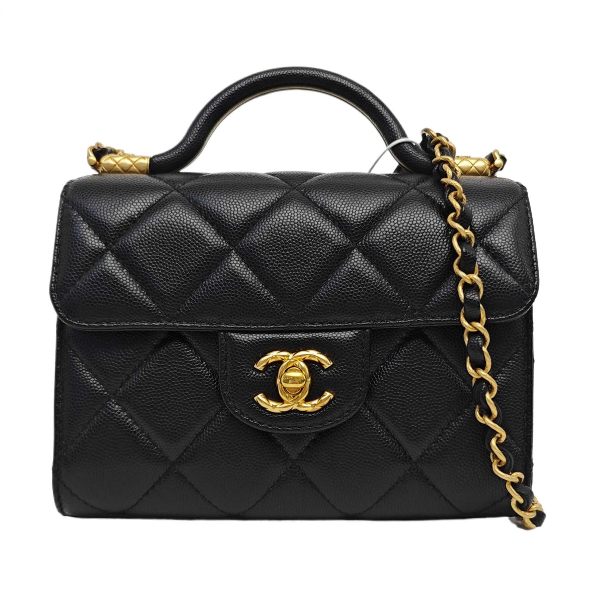 24A Quilted Grained Calfskin Black