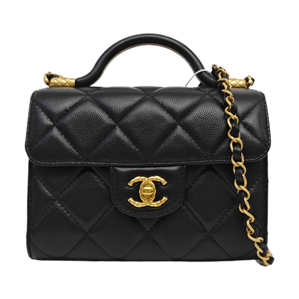 24A Quilted Grained Calfskin Black