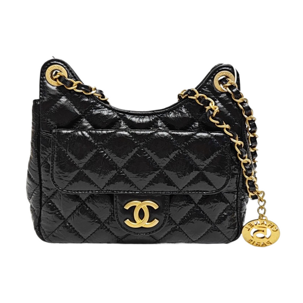 23C HOBO Small Quilted Calfskin Black