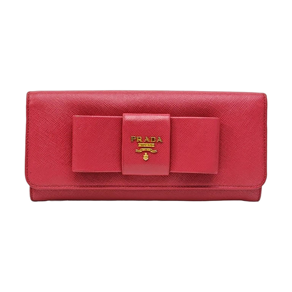 Fiocco Bow Calfskin Red Wallet