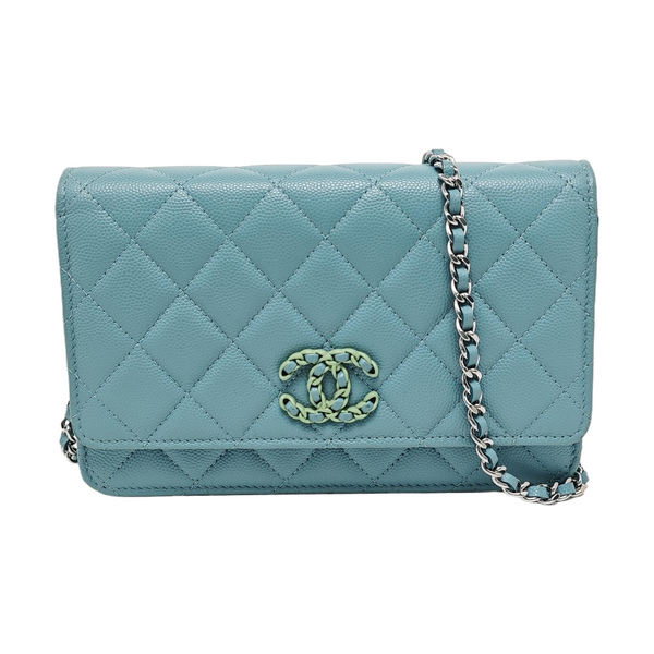 CHANEL 19 Small Quilted Grained Calfskin Blue