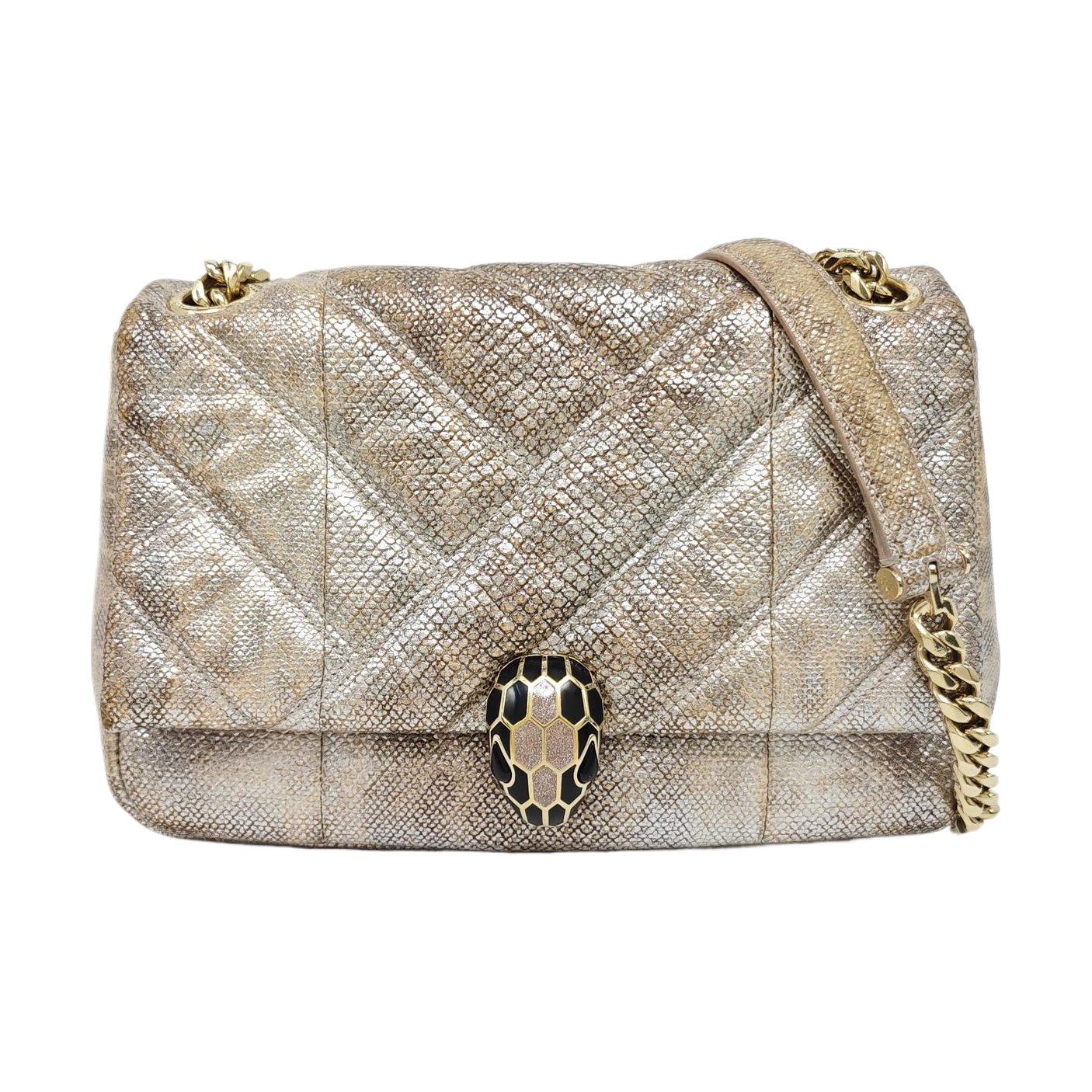 SERPENTI CABOCHON Small Quilted Python Beige