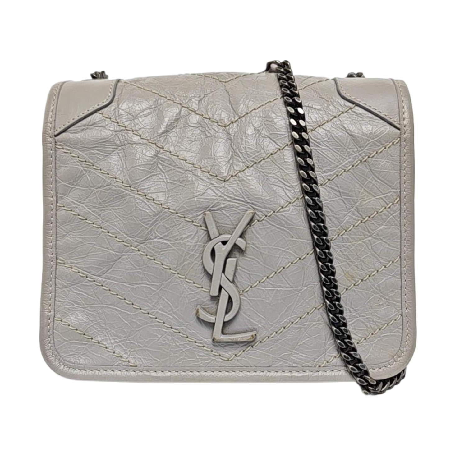 Authenticated pre-owned  NIKI Mini Chevron, Quilted Calfskin Gray - Shoulder Bag at Looply