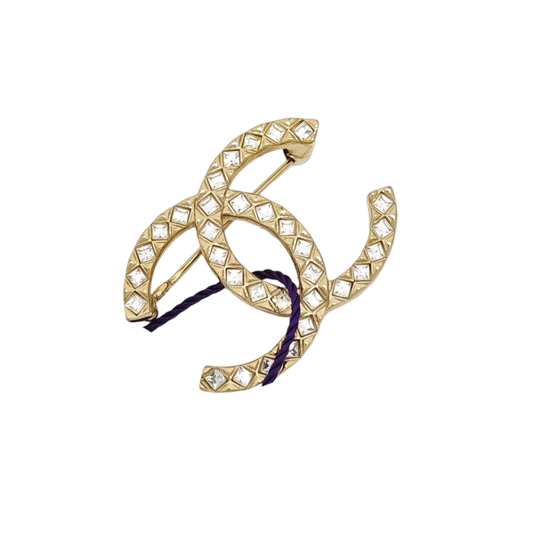 CC Logo Metal Gold Brooch