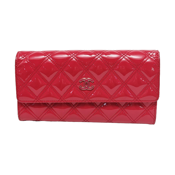 Quilted Patent Leather Wallet Pink