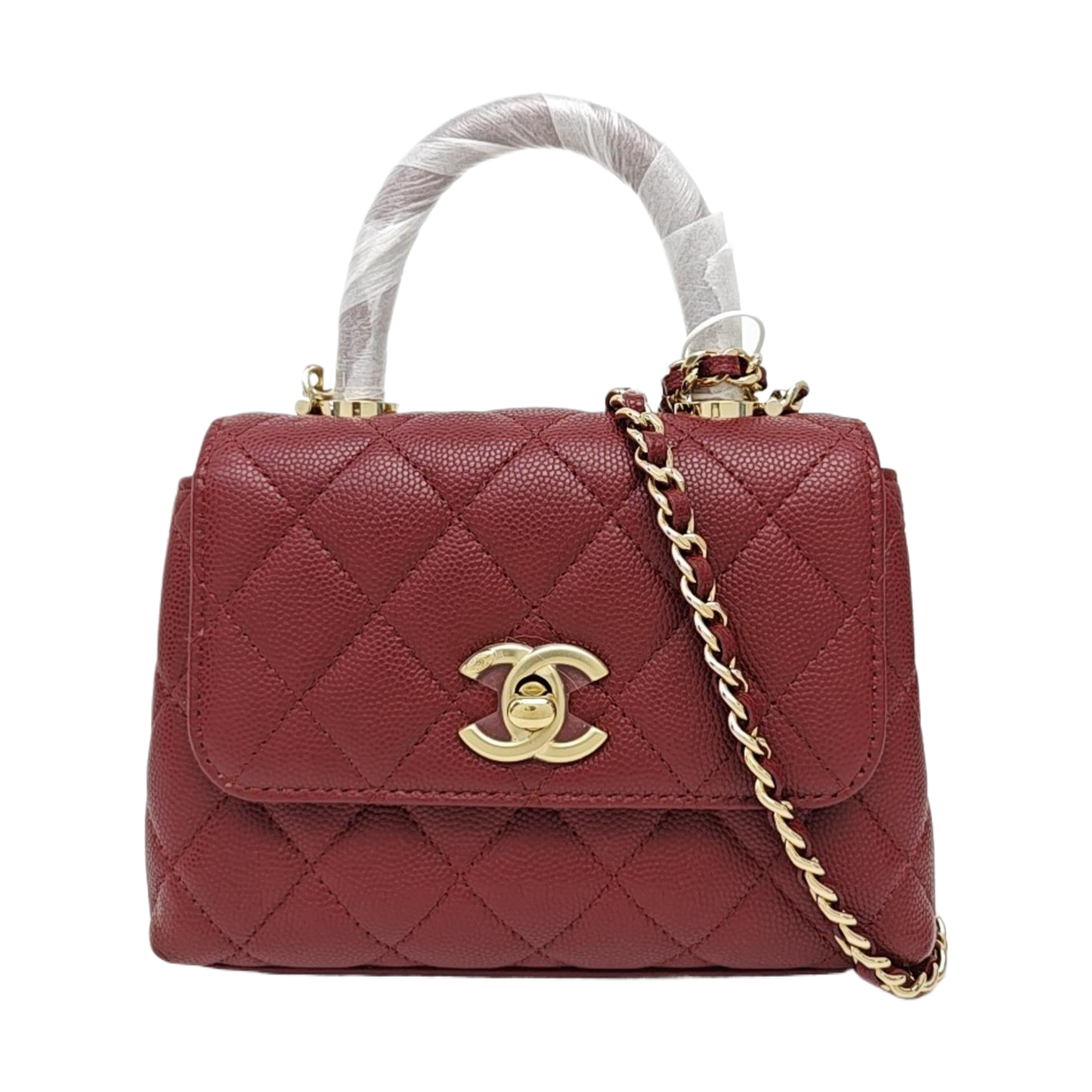 COCO HANDLE Quilted Grained Calfskin Red